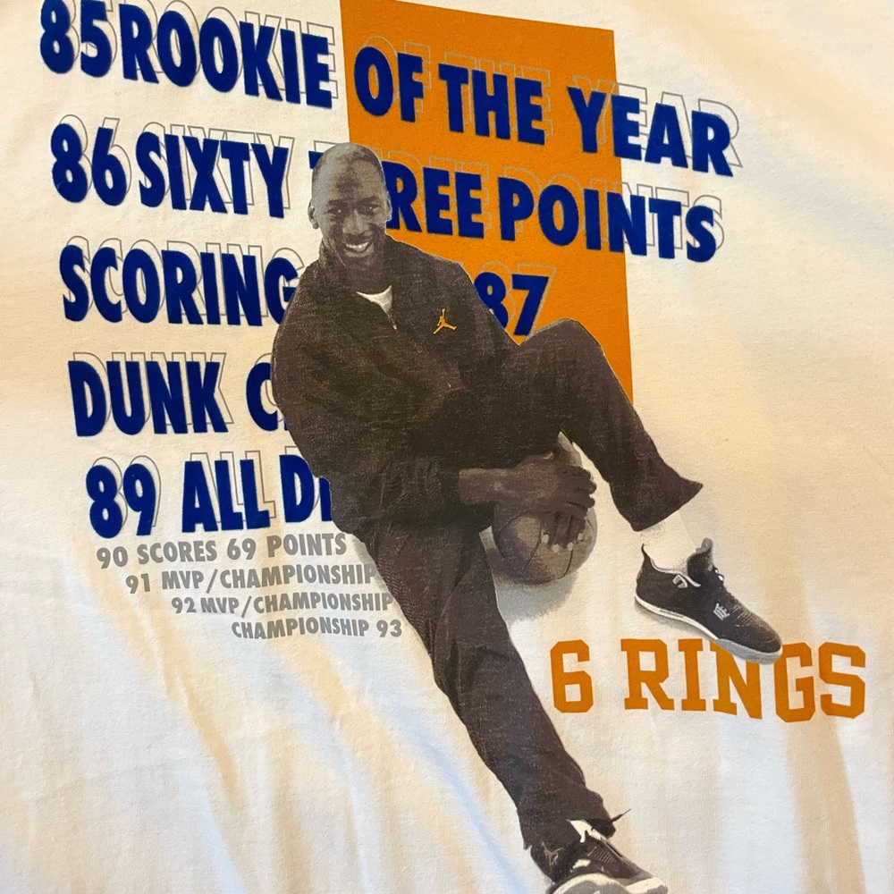 Jordan white short sleeve tshirt with 6 Rings design Size XXL